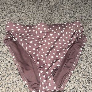 Aerie Brown and White Polka Dot Bikini Bottom
